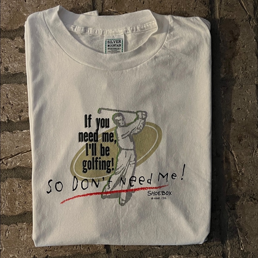 Silver Mountain Sportswear Golf Graphic Tee – XL, 100% Cotton, Never Worn